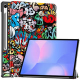 EIDERWOOD Samsung Galaxy Tab S10 FE+ (Plus) Tri-Fold Kunstskinn Flip Deksel m. Mønster - Graffiti