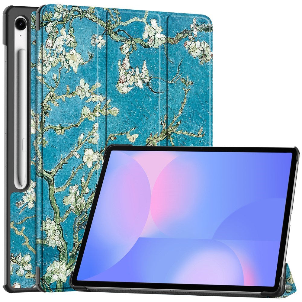 EIDERWOOD Samsung Galaxy Tab S10 FE+ (Plus) Tri-Fold Kunstskinn Flip Deksel m. Mønster - Blomst