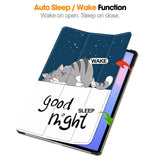 EIDERWOOD Samsung Galaxy Tab S10 FE+ (Plus) Tri-Fold Kunstskinn Flip Deksel m. Mønster - Katt