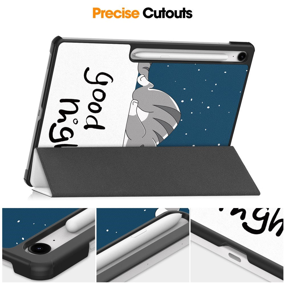 EIDERWOOD Samsung Galaxy Tab S10 FE+ (Plus) Tri-Fold Kunstskinn Flip Deksel m. Mønster - Katt