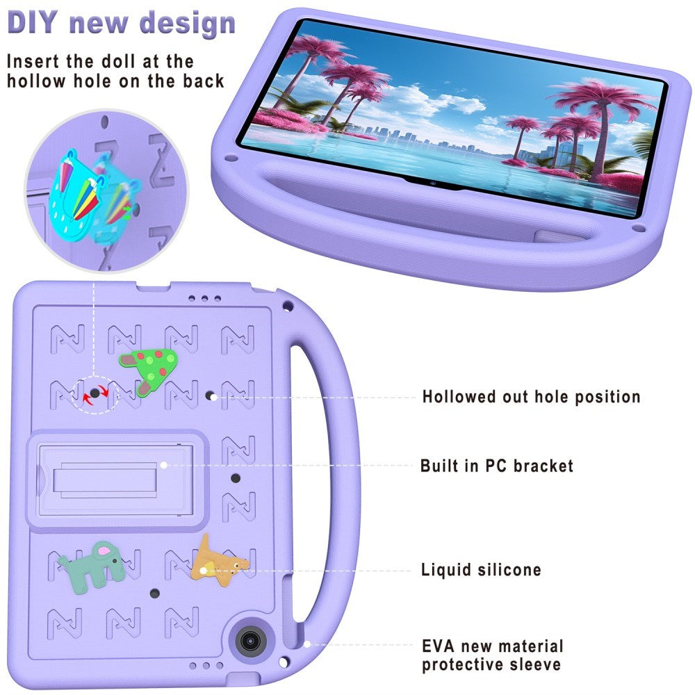EIDERWOOD Lenovo Tab 10.1" Barnedeksel med Stativ og Håndholder - Lilla