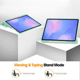 EIDERWOOD Samsung Galaxy Tab S10 FE+ (Plus) Tri-Fold Kunstskinn Flip Deksel med Stylus Pen Holder - Lys Grønn