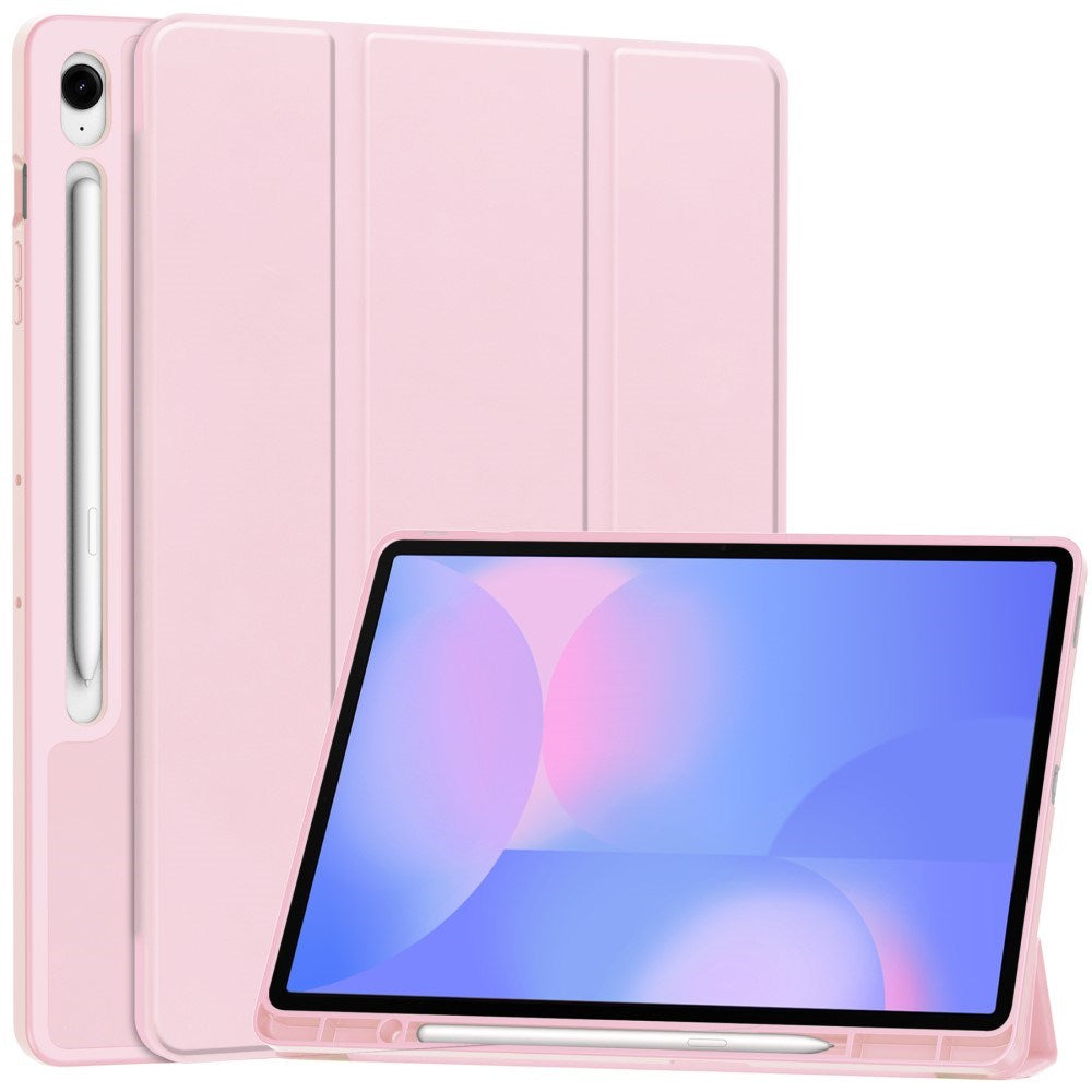 EIDERWOOD Samsung Galaxy Tab S10 FE+ (Plus) Tri-Fold Kunstskinn Flip Deksel med Stylus Pen Holder - Rosa