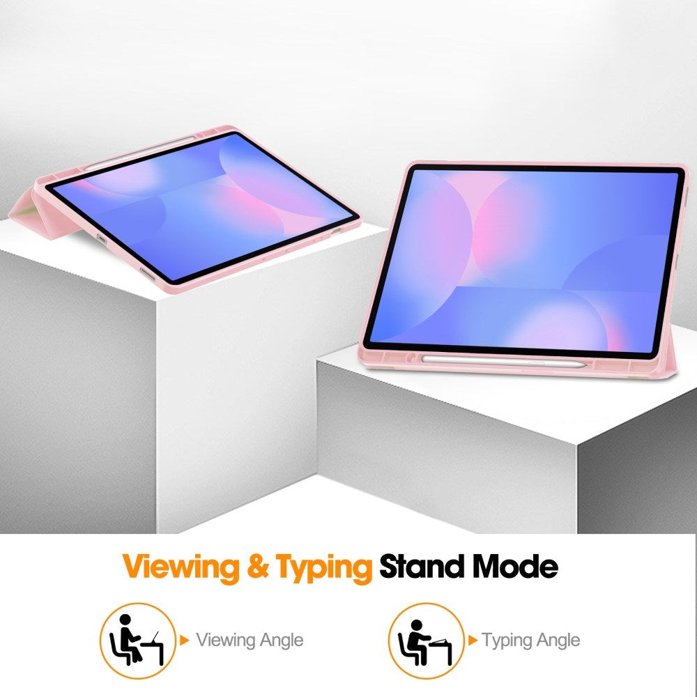 EIDERWOOD Samsung Galaxy Tab S10 FE+ (Plus) Tri-Fold Kunstskinn Flip Deksel med Stylus Pen Holder - Rosa