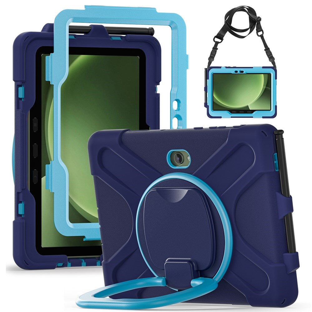 Samsung Galaxy Tab Active5 Pro / Active4 Pro EIDERWOOD Hybrid Plast Barne Deksel m. Kickstand & Stropp - Blå