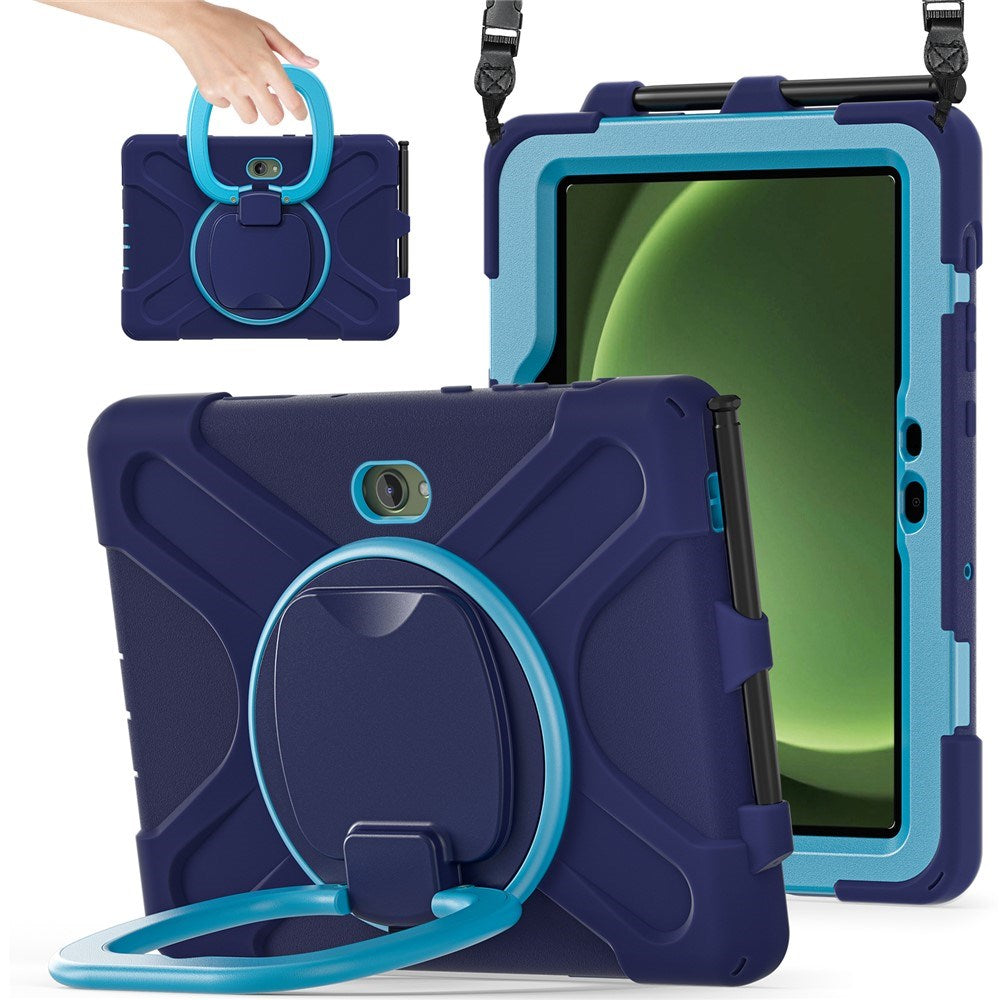 Samsung Galaxy Tab Active5 Pro / Active4 Pro EIDERWOOD Hybrid Plast Barne Deksel m. Kickstand & Stropp - Blå