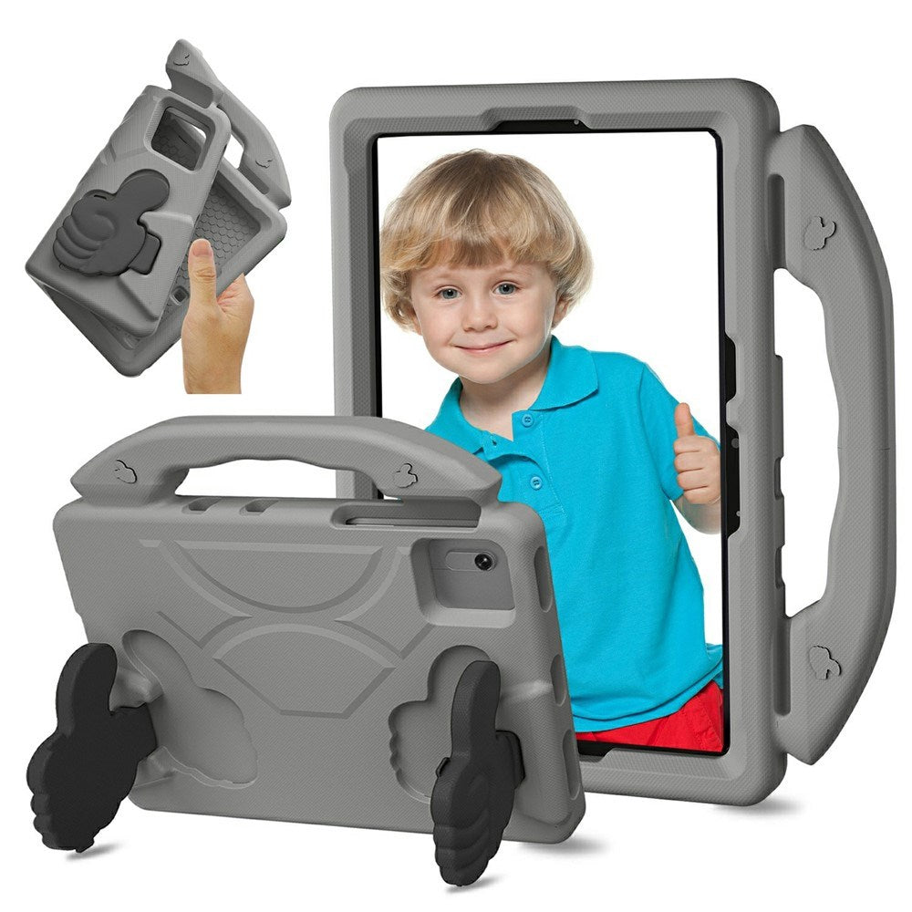 EIDERWOOD Xiaomi Redmi Pad 2 / SE / 6 / 5 / Lenovo Tab M11 / Samsung Galaxy Tab S10 FE / S9 FE / S9 / S8 / S7 Barn Deksel m. Thumb Kickstand - Grå