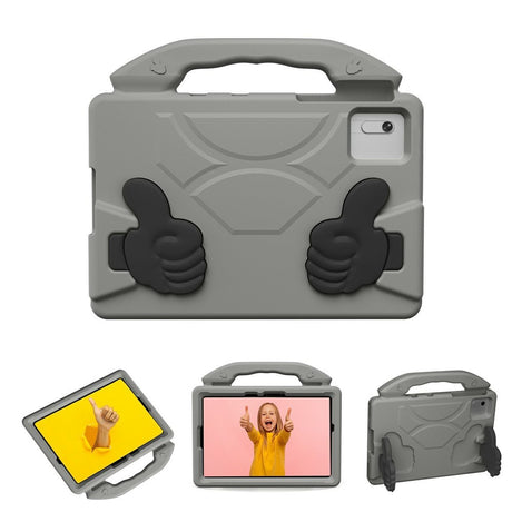 EIDERWOOD Xiaomi Redmi Pad 2 / SE / 6 / 5 / Lenovo Tab M11 / Samsung Galaxy Tab S10 FE / S9 FE / S9 / S8 / S7 Barn Deksel m. Thumb Kickstand - Grå