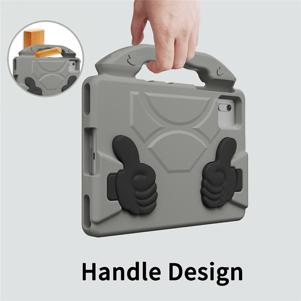 EIDERWOOD Xiaomi Redmi Pad 2 / SE / 6 / 5 / Lenovo Tab M11 / Samsung Galaxy Tab S10 FE / S9 FE / S9 / S8 / S7 Barn Deksel m. Thumb Kickstand - Grå