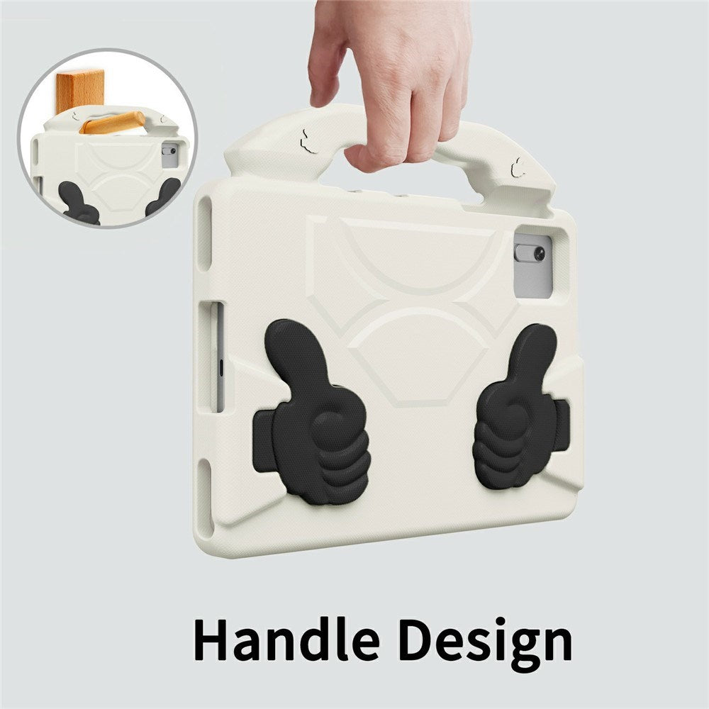 EIDERWOOD Xiaomi Redmi Pad 2 / SE / 6 / 5 / Lenovo Tab M11 / Samsung Galaxy Tab S10 FE / S9 FE / S9 / S8 / S7 Barn Deksel m. Thumb Kickstand - Hvit