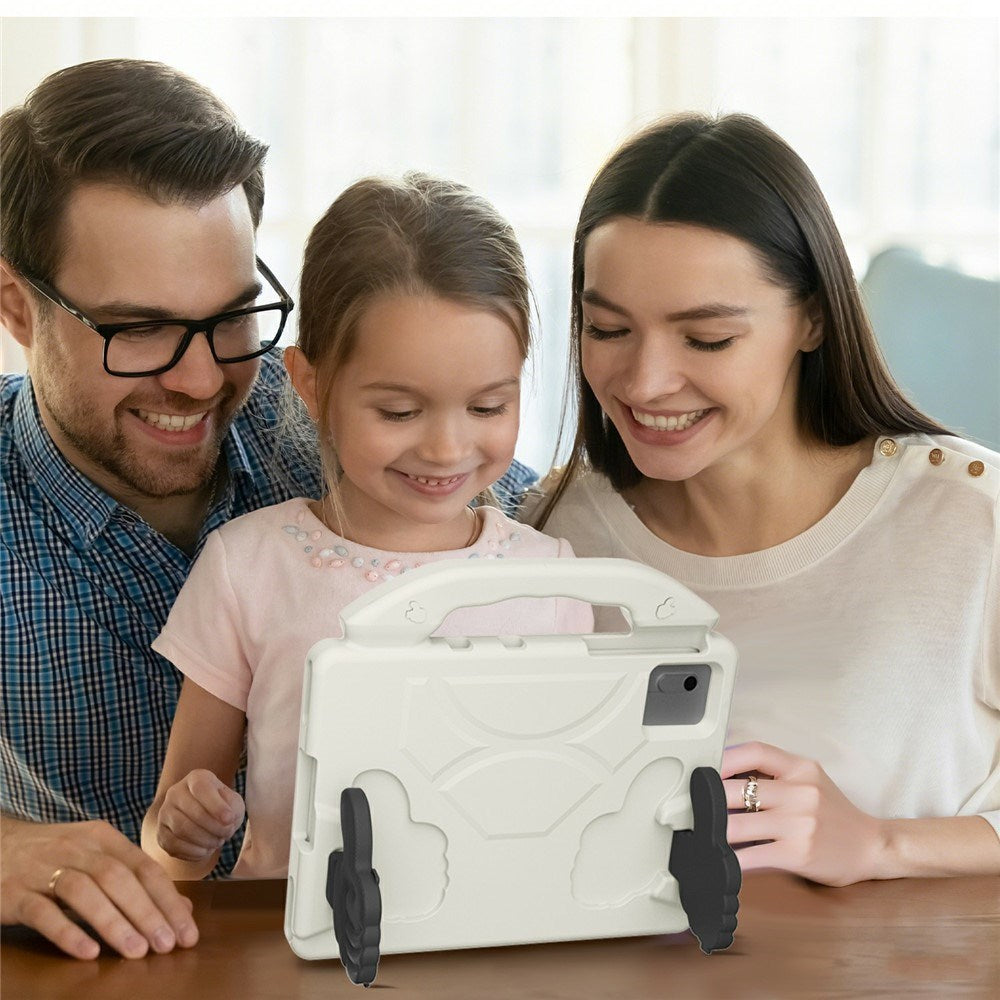 EIDERWOOD Xiaomi Redmi Pad 2 / SE / 6 / 5 / Lenovo Tab M11 / Samsung Galaxy Tab S10 FE / S9 FE / S9 / S8 / S7 Barn Deksel m. Thumb Kickstand - Hvit