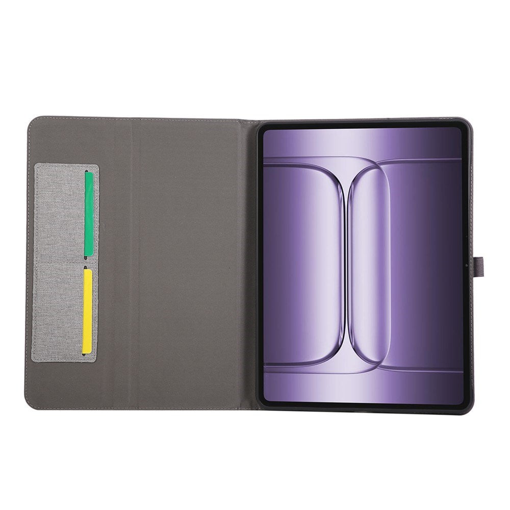 OnePlus Pad 3 Kunstskinn Flip Deksel m. Kortholder & Ståfunksjon - Grå