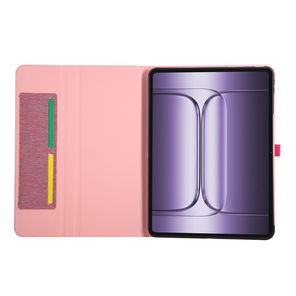 OnePlus Pad 3 Kunstskinn Flip Deksel m. Kortholder & Ståfunksjon - Rosa