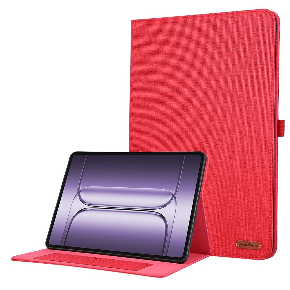 OnePlus Pad 3 Kunstskinn Flip Deksel m. Kortholder & Ståfunksjon - Rød