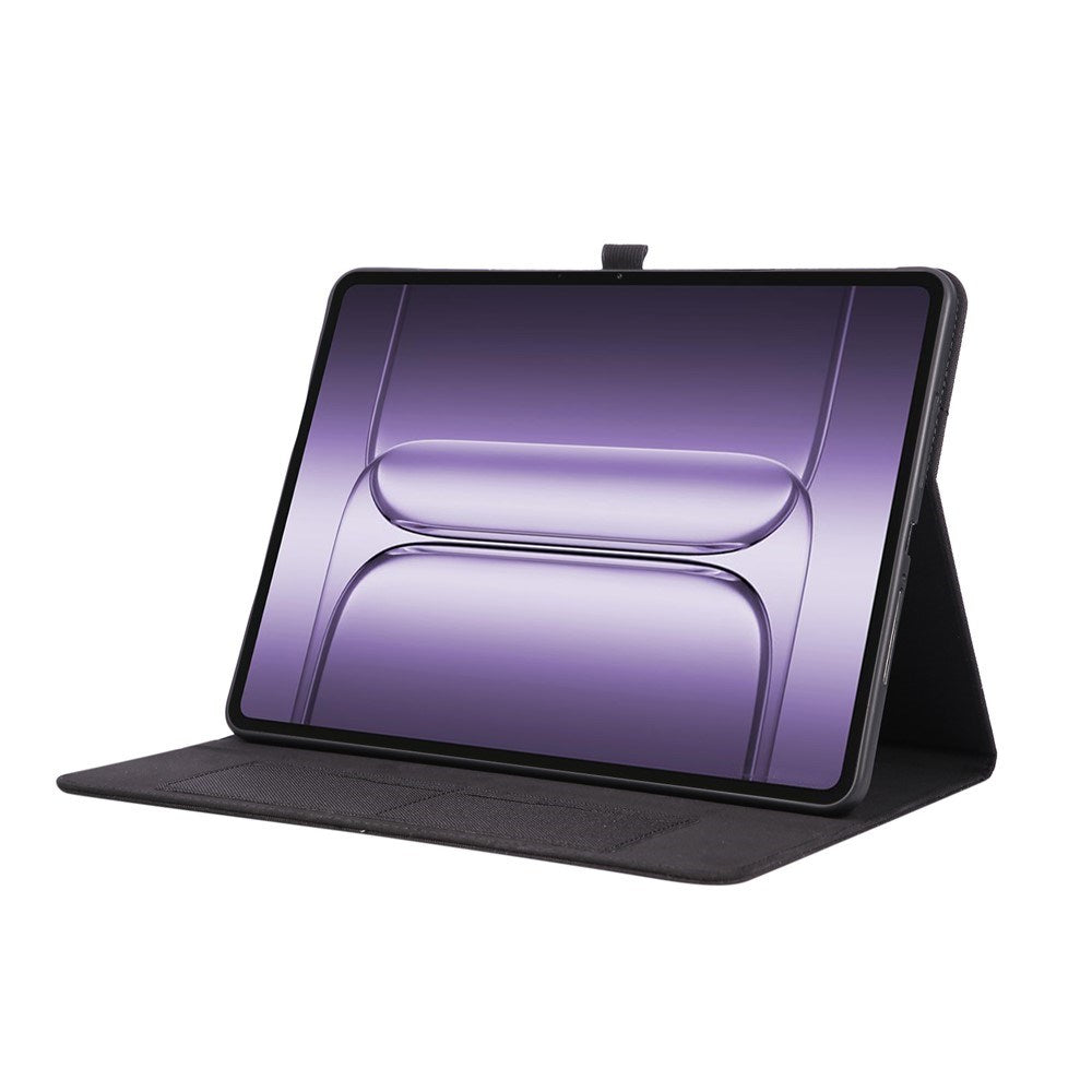 OnePlus Pad 3 Kunstskinn Flip Deksel m. Kortholder & Ståfunksjon - Svart