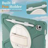 EIDERWOOD Samsung Galaxy Tab S11 Støtsikkert Deksel med 360 Graders Roterbar Støtte & Borrelåsstropp - Grønn