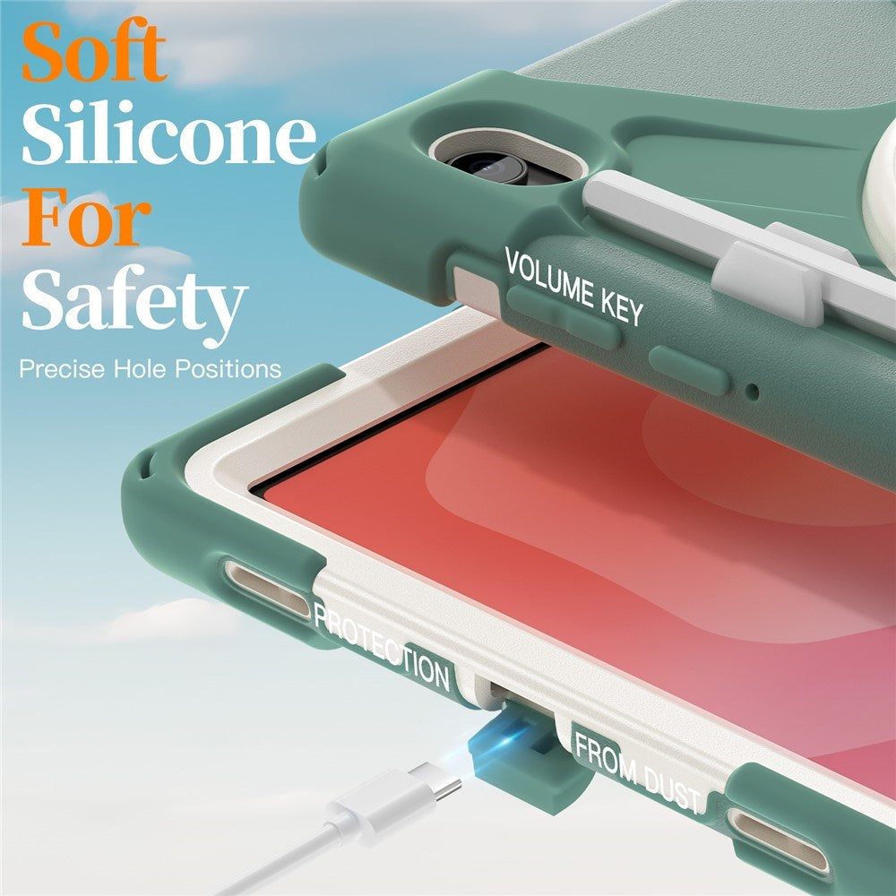 EIDERWOOD Samsung Galaxy Tab S11 Støtsikkert Deksel med 360 Graders Roterbar Støtte & Borrelåsstropp - Grønn