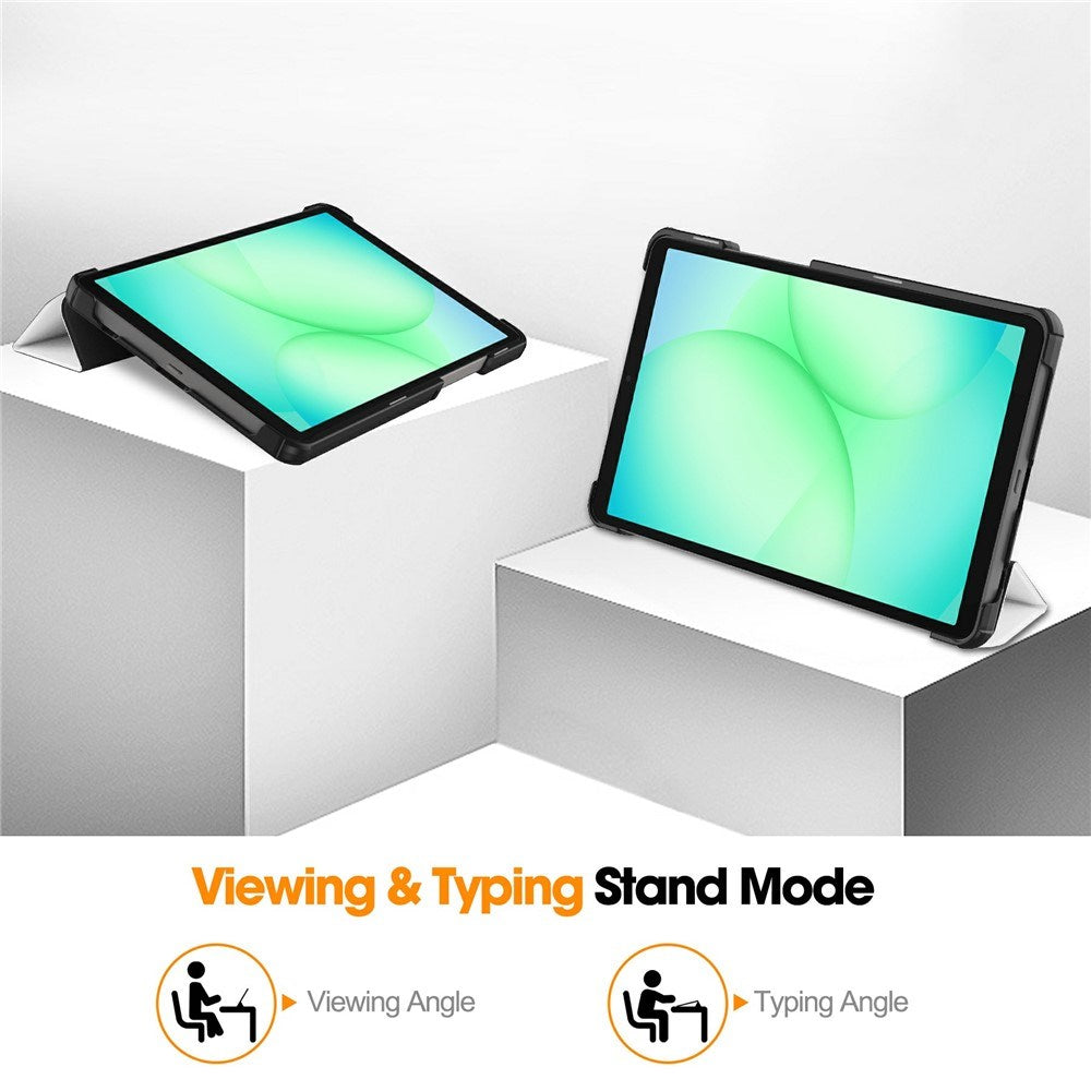 Samsung Galaxy Tab A11 EIDERWOOD Skinn Deksel m. Stativfunksjon - Hvit