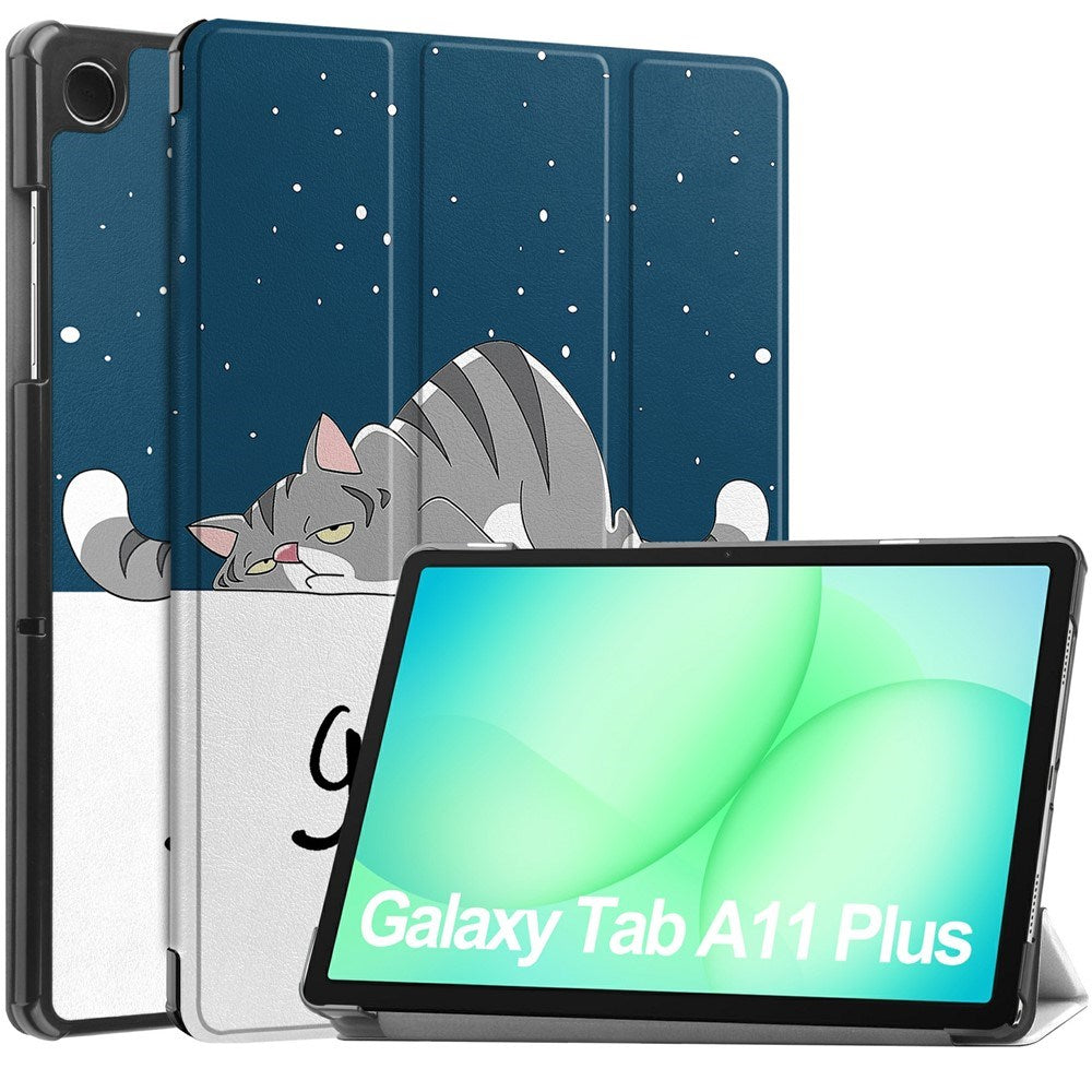 Samsung Galaxy Tab A11+ (Plus) EIDERWOOD Kunstskinn Flipp Deksel med Motiv - Sovende Katt