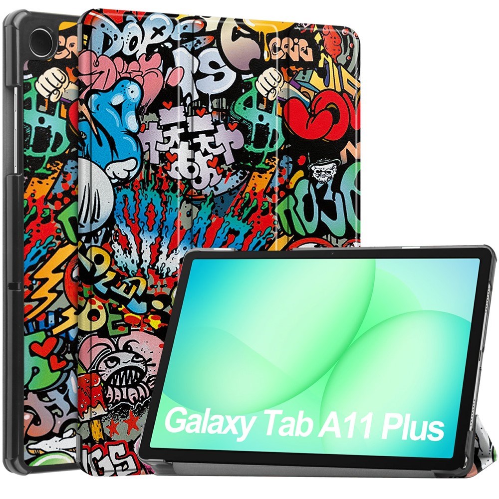 Samsung Galaxy Tab A11+ (Plus) EIDERWOOD Kunstskinn Flipp Deksel med Motiv - Graffiti