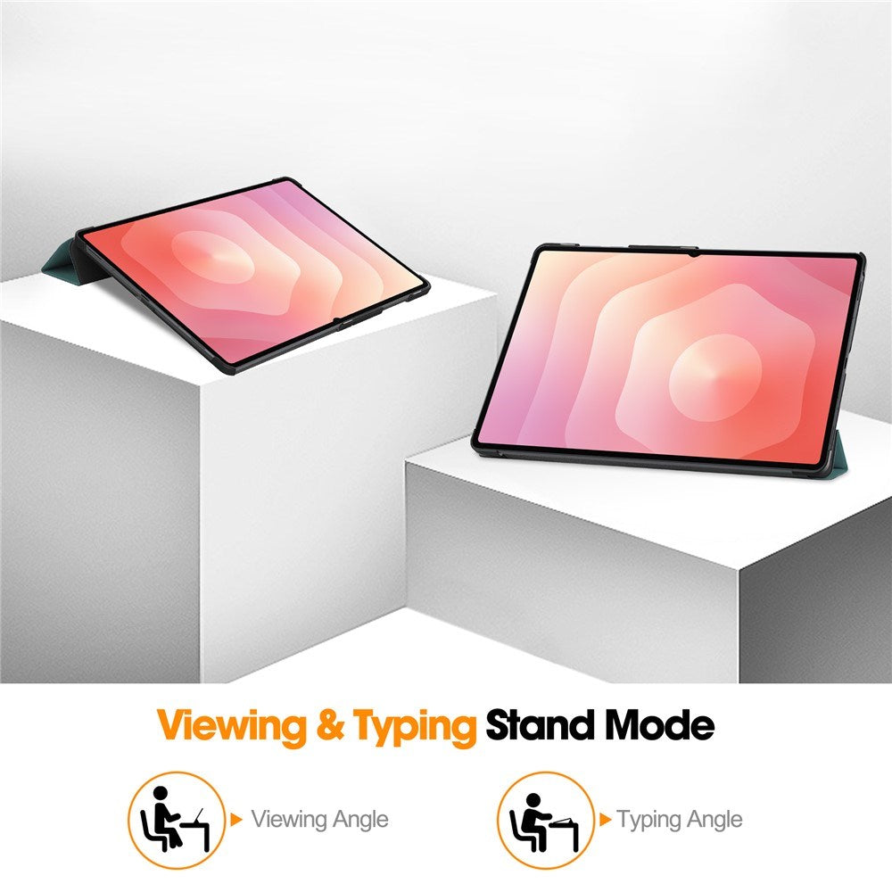 Samsung Galaxy Tab S11 Ultra EIDERWOOD Skinn Deksel m. Stativfunksjon - Grønn