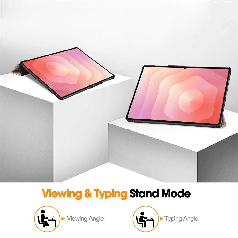 Samsung Galaxy Tab S11 Ultra EIDERWOOD Skinn Deksel m. Stativfunksjon - Rose Gold