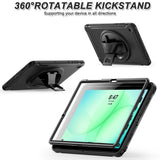 Samsung Galaxy Tab A11+ (Plus) EIDERWOOD Støtsikkert Deksel med 360 Graders Roterbar Støtte - Svart
