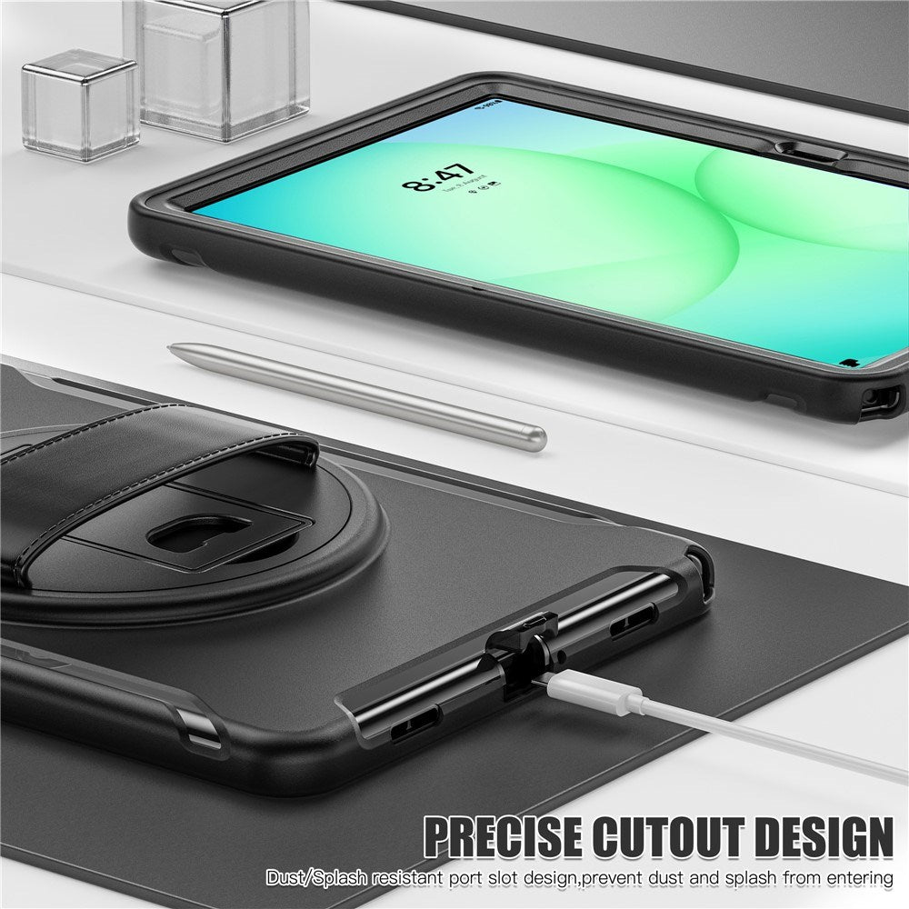 Samsung Galaxy Tab A11+ (Plus) EIDERWOOD Støtsikkert Deksel med 360 Graders Roterbar Støtte - Svart