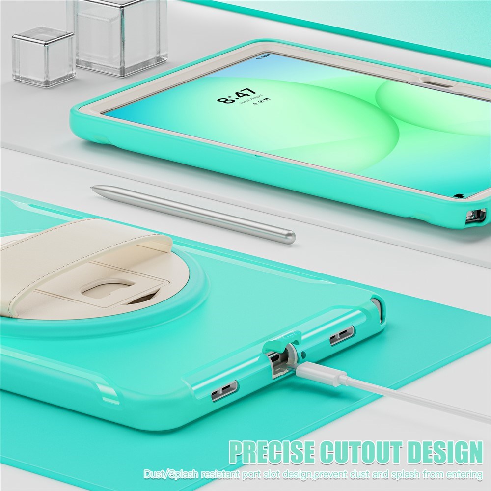 Samsung Galaxy Tab A11+ (Plus) EIDERWOOD Støtsikkert Deksel med 360 Graders Roterbar Støtte - Turkis