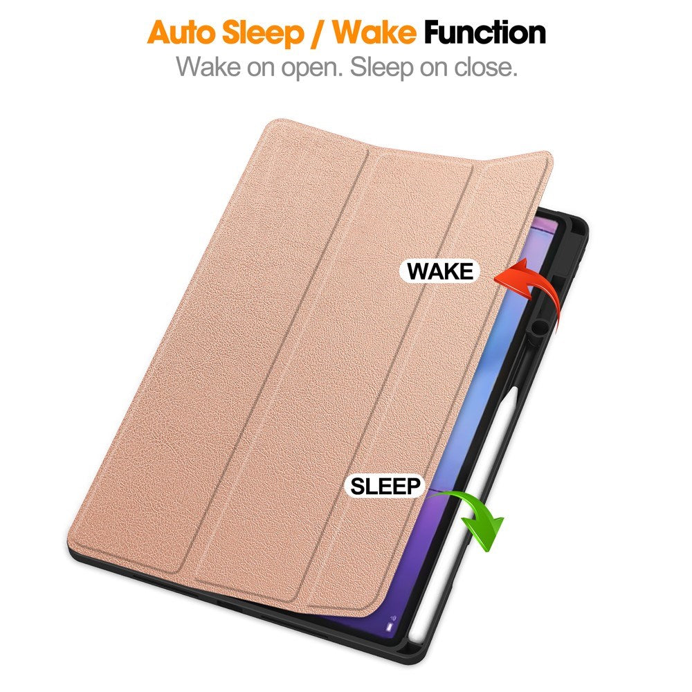 Lenovo Idea Tab Pro (2. Gen.) 13" EIDERWOOD Kunstskinn Flip Deksel m. Stativfunksjon & Pencil Holder - Rose Gold