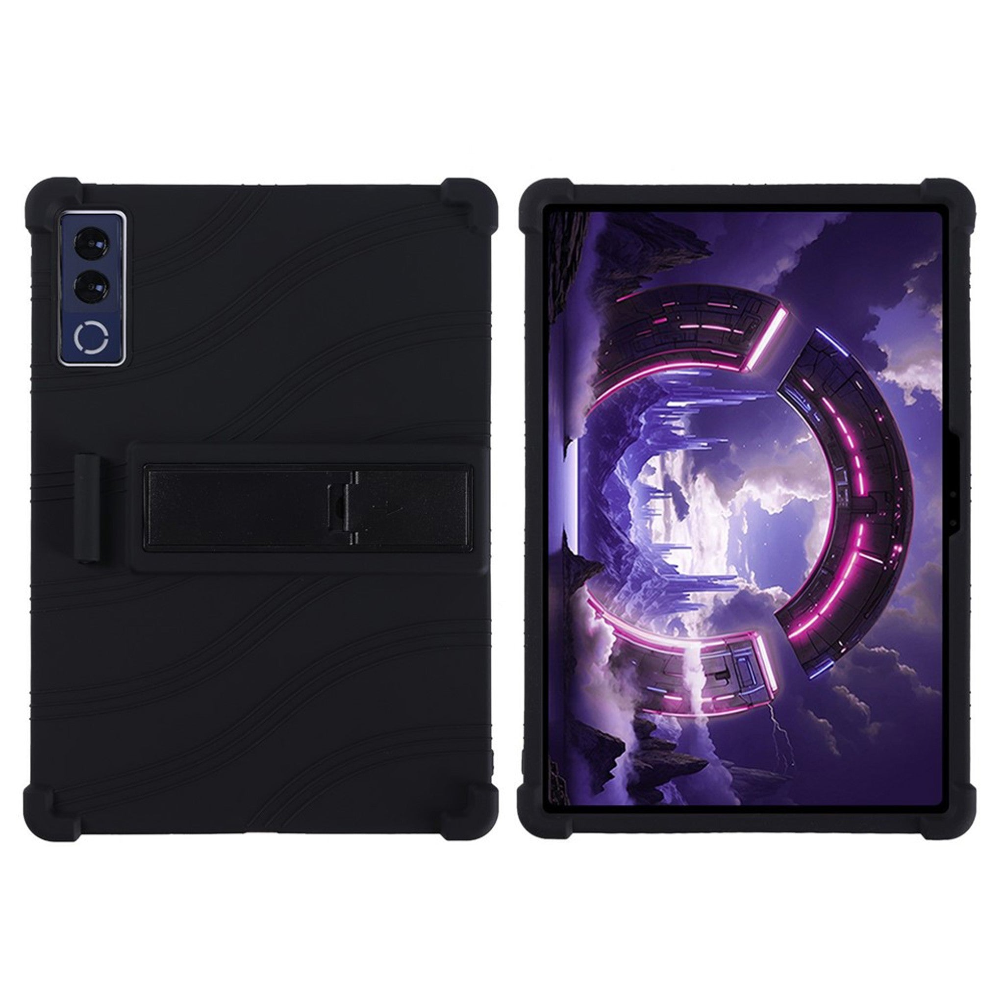 Lenovo Yoga Tab Plus Gen 2 13" EIDERWOOD Robust Silikon Deksel m. Justerbar Kickstand & Støtabsorberende Hjørner - Svart