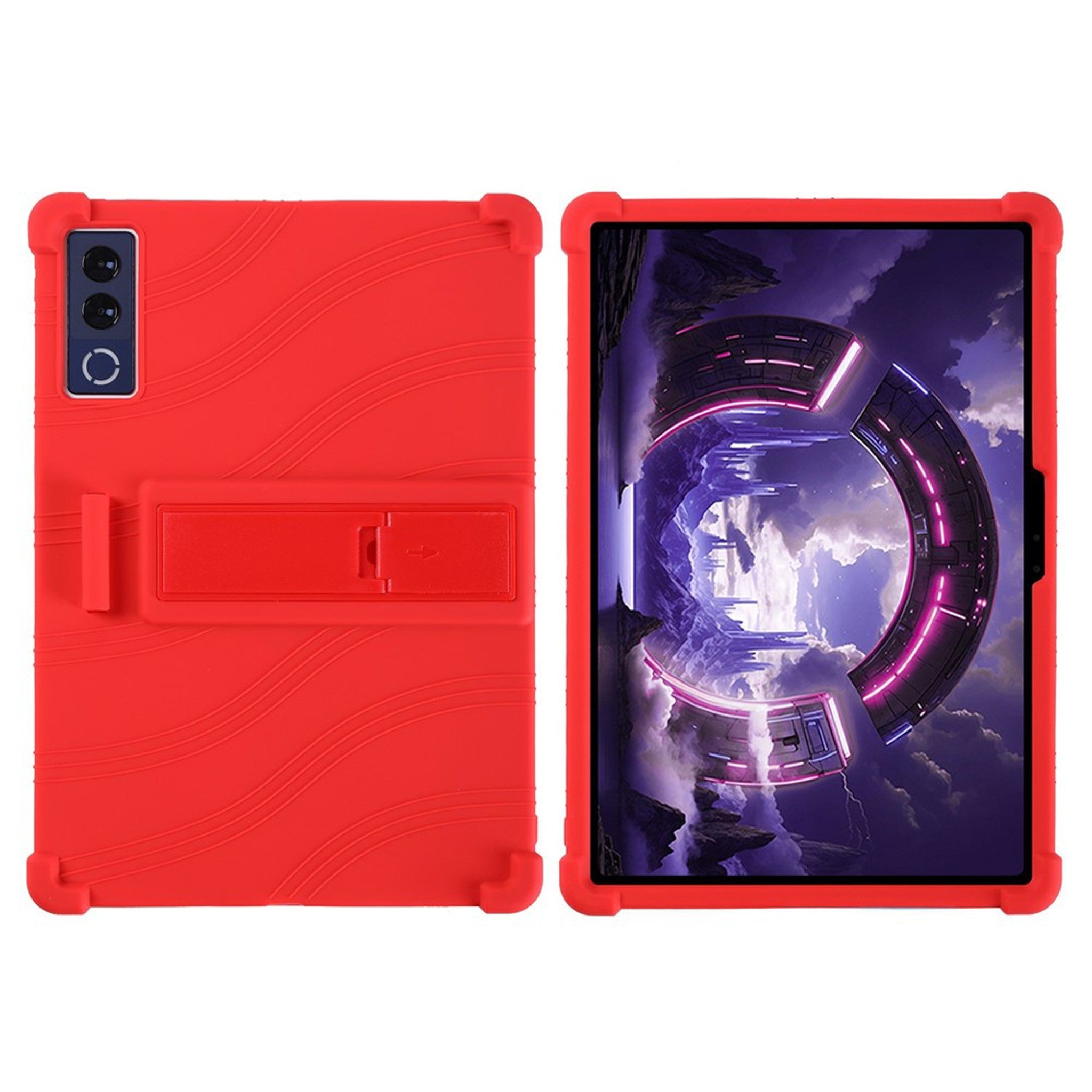 Lenovo Yoga Tab Plus Gen 2 13" EIDERWOOD Robust Silikon Deksel m. Justerbar Kickstand & Støtabsorberende Hjørner - Rød
