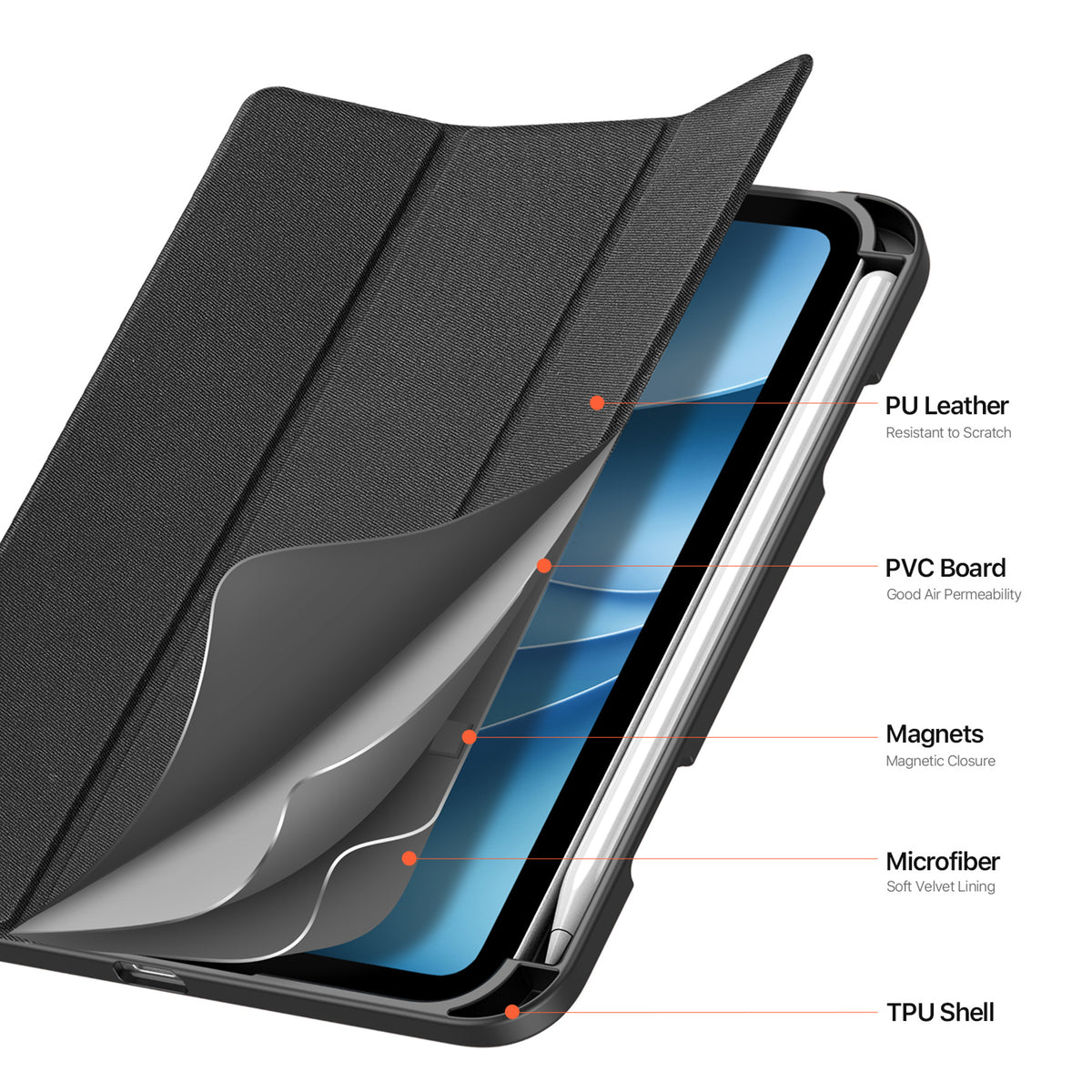 iPad Mini (2026) 8. Gen. DUX DUCIS DOMO Tri-Fold Kunstskinn Flip Deksel - Svart