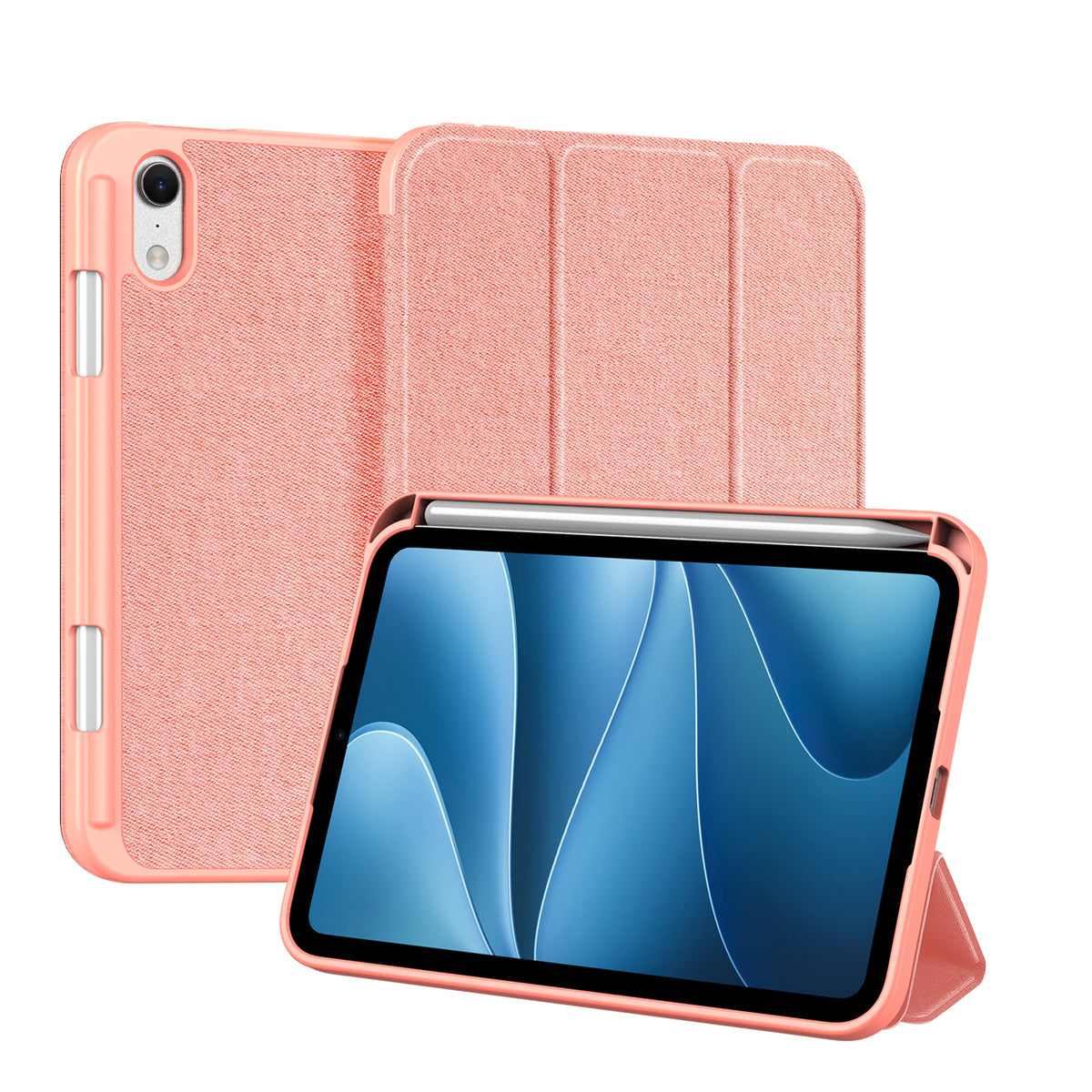 iPad Mini (2026) 8. Gen. DUX DUCIS DOMO Tri-Fold Kunstskinn Flip Deksel - Rosa