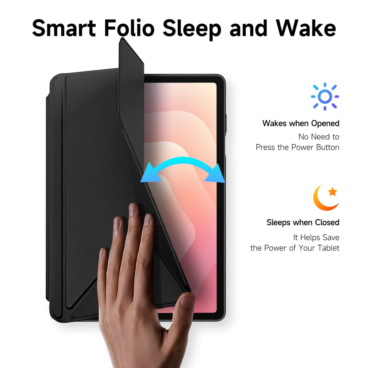 Samsung Galaxy Tab S12+ (Plus) DUX DUCIS Origami Hybrid Kunstskinn Flip Deksel - Svart