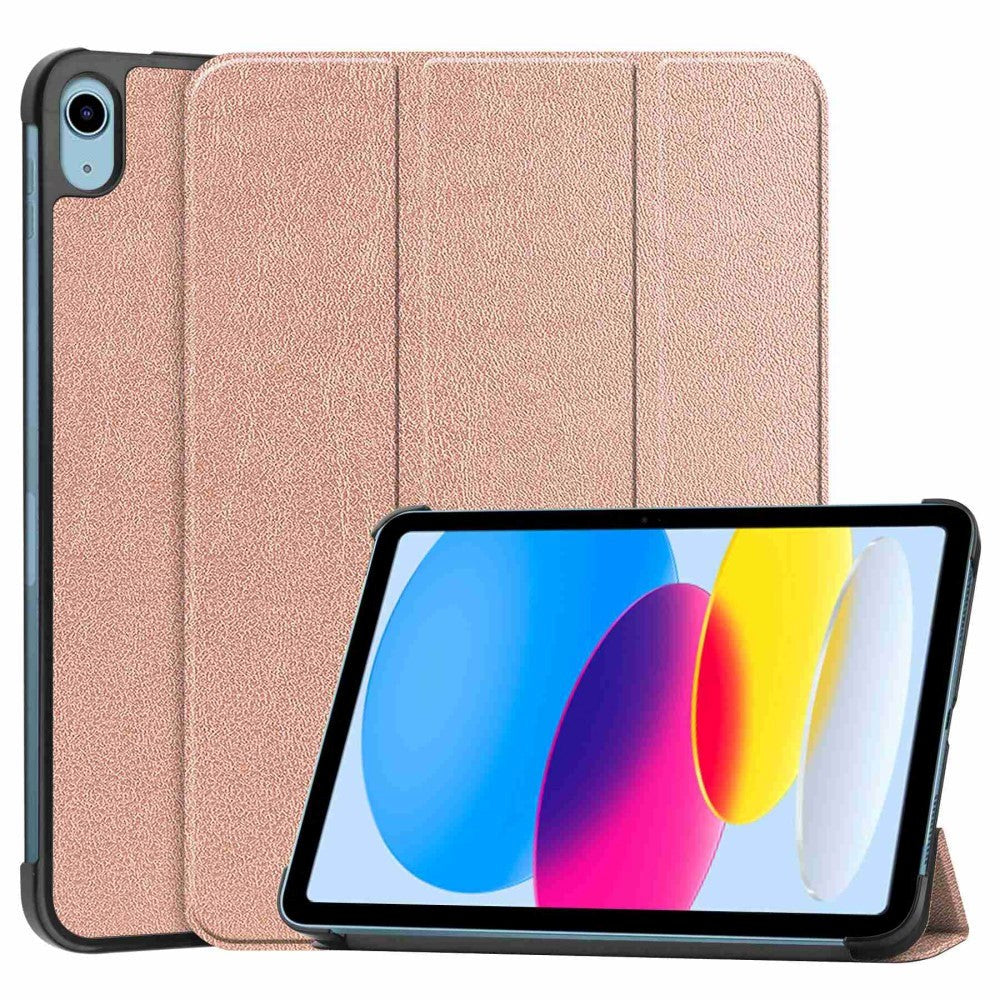 Apple iPad 10.9" (2022) Kunstskinn Flip Deksel m Stativ - Rose Gold