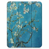 iPad 10.9" (2022) Tri-Fold Flip Deksel I Skinn m. Pennholder - Hvite Blomster