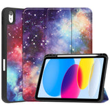 iPad 10.9" (2022) Tri-Fold Flip Deksel I Skinn m. Pennholder - Galaxy