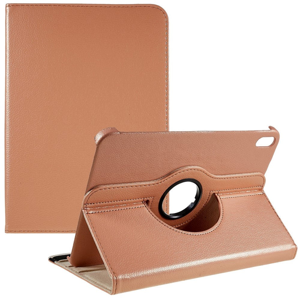 EIDERWOOD iPad 10.9" (2022) Klassisk Skinn Deksel m. 360⁰ Stativfunksjon - Rose Gold