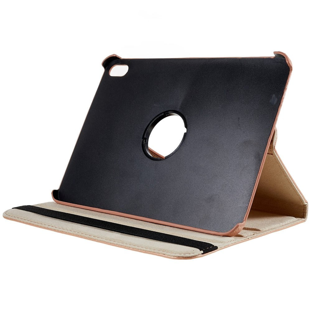 EIDERWOOD iPad 10.9" (2022) Klassisk Skinn Deksel m. 360⁰ Stativfunksjon - Rose Gold