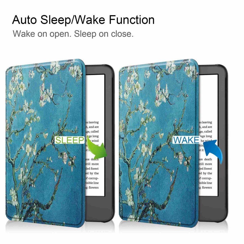 Amazon Kindle 11th Generation (2022) Kunstskinn Flip Deksel m. Sleep-Funksjon - Blomstergrener