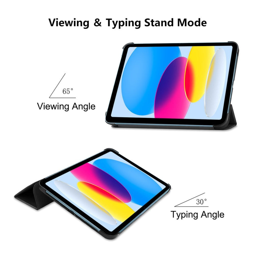 Apple iPad 10.9" (2022) ENKAY Kunstskinn Flip Deksel m Stativ - Babyblå