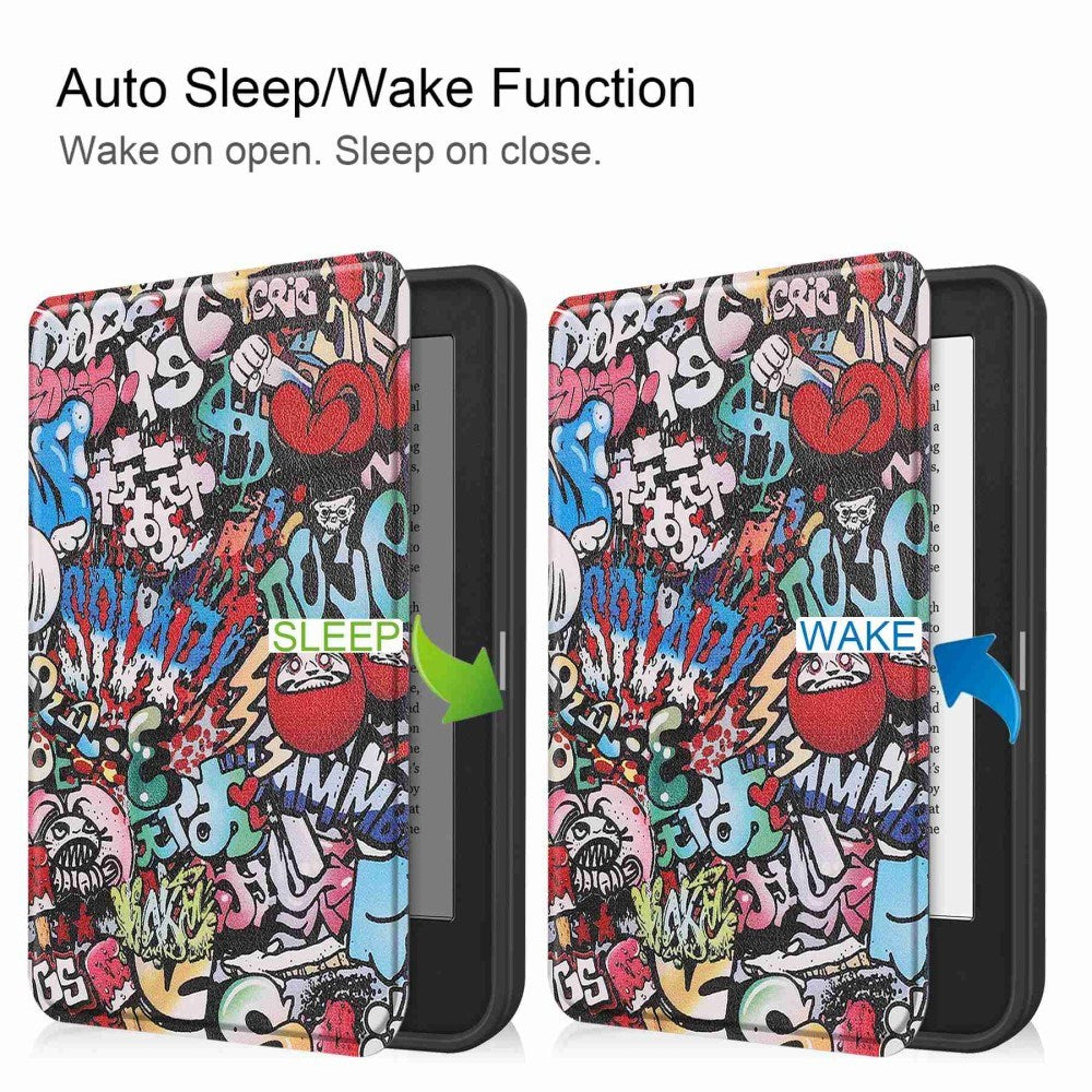 Kobo Clara 2E Kunstskinn Flip Deksel m. Sleep-Funksjon - Graffiti