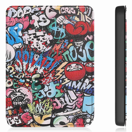 Kobo Clara 2E Kunstskinn Flip Deksel m. Sleep-Funksjon - Graffiti