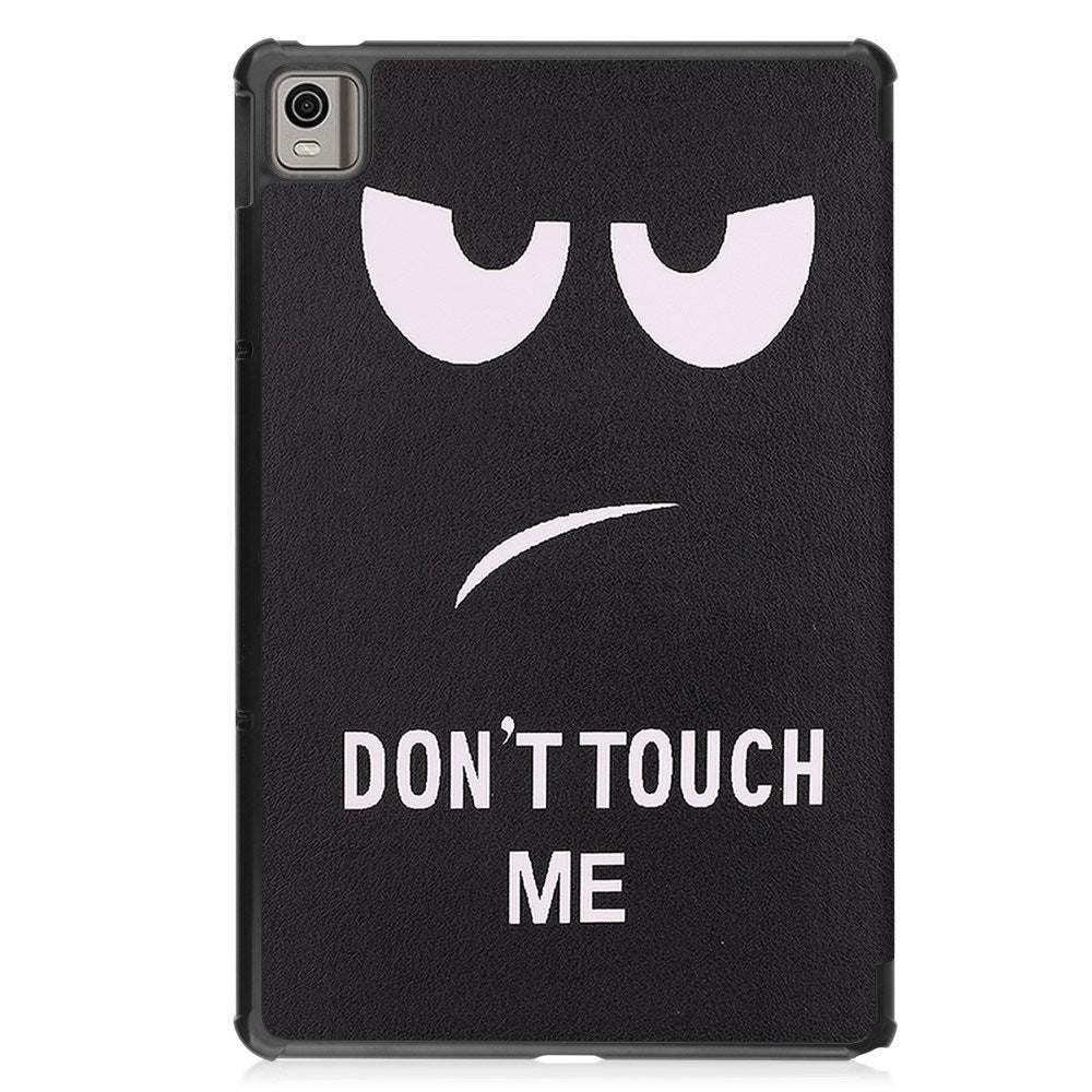 EIDERWOOD Nokia T21 Tri-Fold Deksel i Kunstskinn med Sleep-Funksjon - "Don't Touch Me"