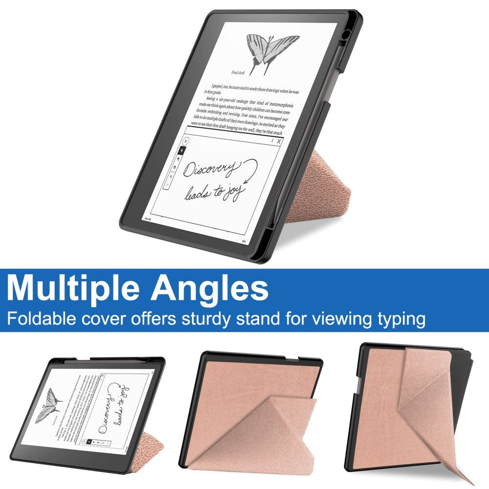 Amazon Kindle Scribe 11th Generation (2022) Origami Kunstskinn Deksel med Penneholder - Rose Gold