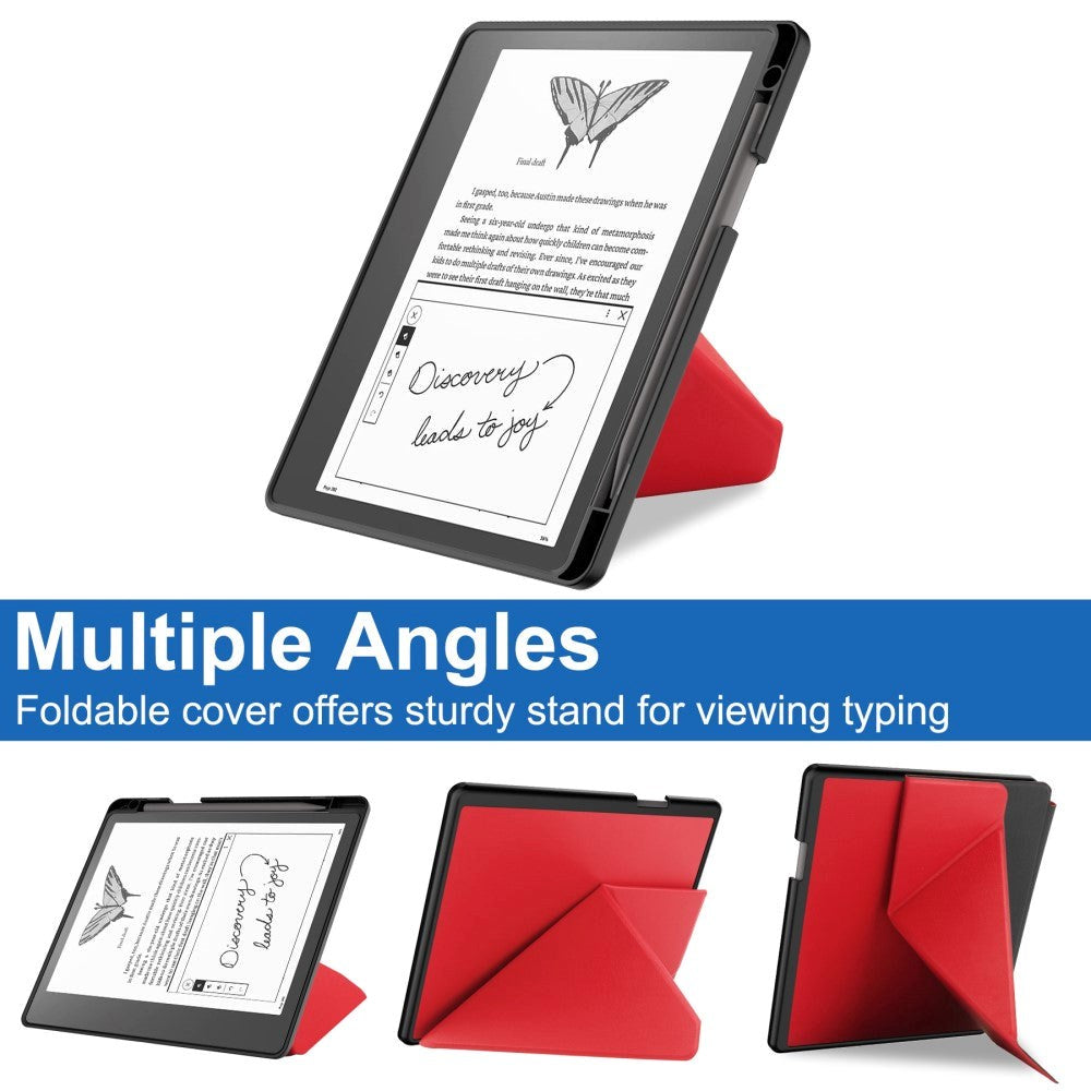 Amazon Kindle Scribe 11th Generation (2022) Origami Kunstskinn Deksel med Penneholder - Rød