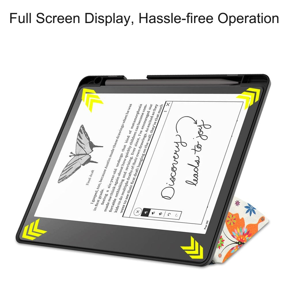 Amazon Kindle Scribe 11th Generation (2022) Origami Skinn Deksel med Penneholder - Fargerike Sommerfugler