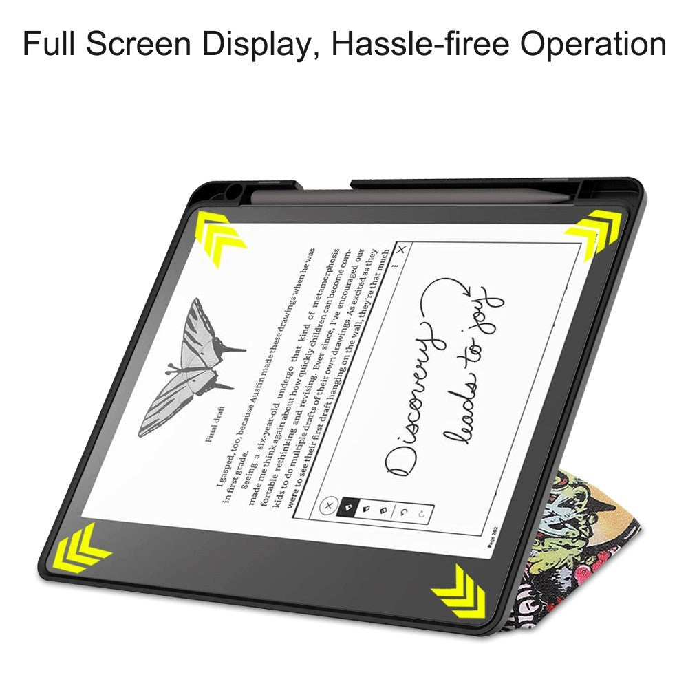 Amazon Kindle Scribe 11th Generation (2022) Origami Skinn Deksel med Penneholder - Graffiti