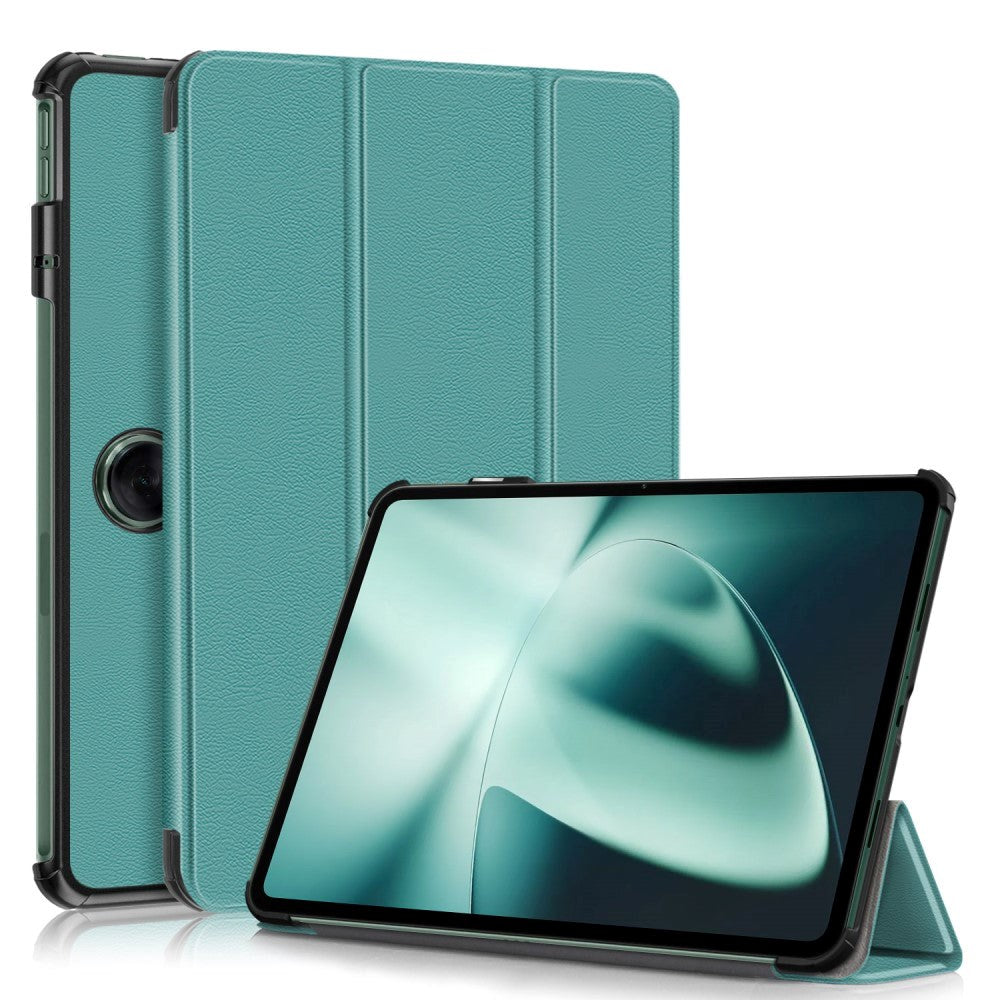 OnePlus Pad / Oppo Pad 2 Tri-Fold Kunstskinn Deksel m. Stativfunksjon - Turkis